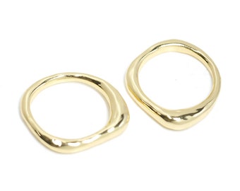 1PC / Hammered Ring / Daily / Jewelry making / Gold Plated Brass / ejr24