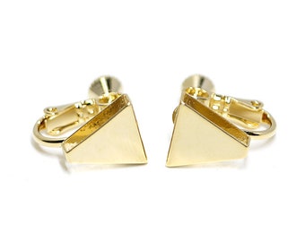 Boucles d’oreilles non percées demi-triangle 10 mm / Fabrication de bijoux / Laiton plaqué or / 2pcs / ye53