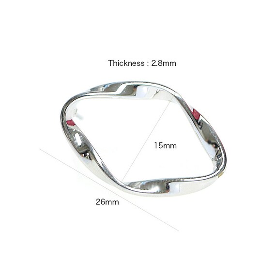 25mm Wave in Circle Earring Rhodium Plated Brass Titanium Post 2pcs et25601