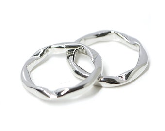 1PC / Waved Simple Ring / Daily / Jewelry Making / Nickel Free / Rhodium Plated Brass / ejr36