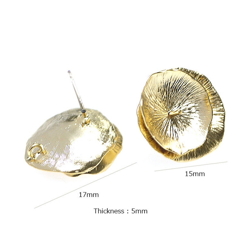 Flower Petal Earrings\uff08Pin\uff09 Wedding Jewelry Making Matte Gold Plated Brass 925 Sterling Silver Post 2pcs 1-eso0017