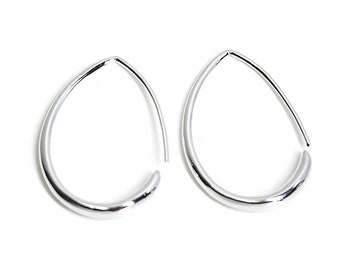 33mm Drop Hook Earrings / Wedding / Jewelry Making / Rhodium Plated Brass / 2pcs / ieh02