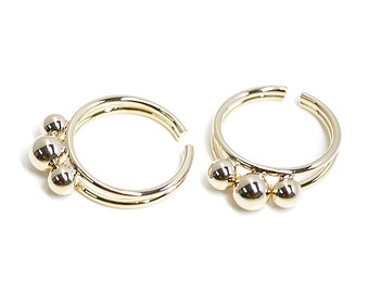 1PC / Three Ball Round Ring / Daily / Jewelry Making / Gold Plated Brass / ejr06