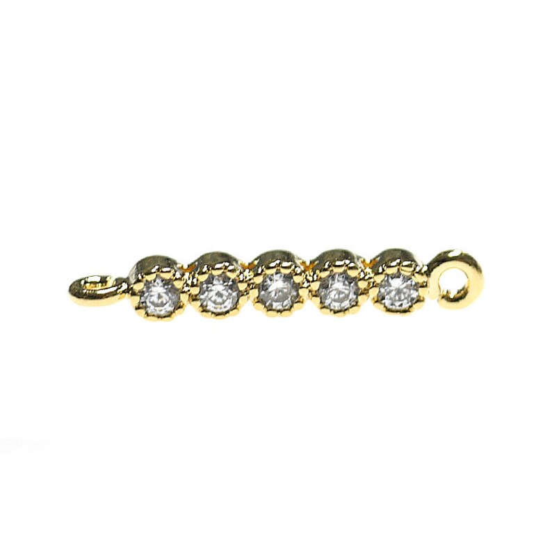 Q5 Cubic Zirconia Bar Shape Connector Charm Gold Plated Brass 2pcs 1-czp0005