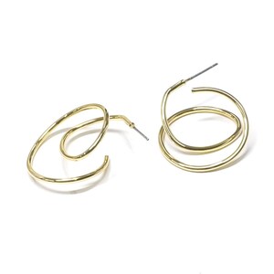 3D Rolling Round Earrings / Jewelry Making / Gold Plated Brass / Titanium Post / 2pcs / eje345 image 3