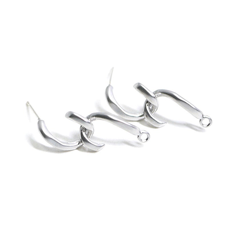 26mm Knot Double Oval Earrings\uff08Ring\uff09 Jewelry Making Matte Rhodium Plated Brass 925 Sterling Silver Post 2pcs eso183