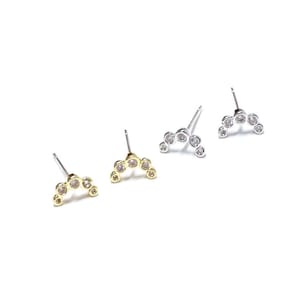 Choose the Color / Tiny Cubic Zirconia Stud Earrings / Jewelry Making / 925 Sterling Silver Post / 2pcs / eje399