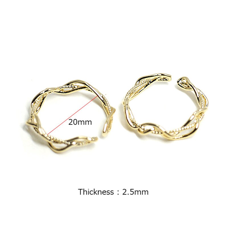 Curved Twist Trio Line Ring Jewelry Making Wedding Nickel Free Gold Plated Brass 1pcs ir21