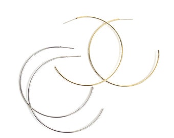 2PCS / Choose the Color / 56mm Hoop Earrings, Jewelry Making, Daily, Minimalist, Simple, Nickel Free, 925 Sterling Silver Post, Brass