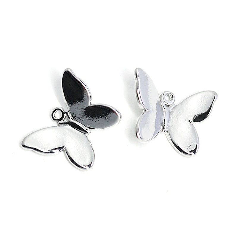 Butterfly Pendant Charm Jewelry Making Rhodium Plated Brass 1piece jp01