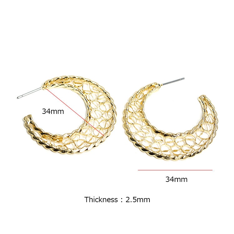 34mm Silky Moon Hoop Earrings / Handmade / Wedding / Jewelry | Etsy
