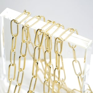 Corrente delicada de 50cm - 8,5x22mm / Feito à mão / Suprimentos para artesanato artesanal / Sem níquel / Banhado a ouro sobre latão / ucg05