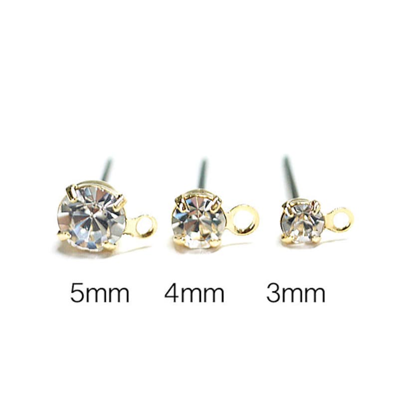 3mm Crystal Color Czech Stone Earring Titanium Post Gold Plated Brass 6pcs gpt01