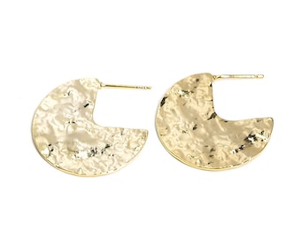 25mm Hammered Circle Earrings / Wedding / Jewelry Making / Gold Plated Brass / 2pcs / ke156