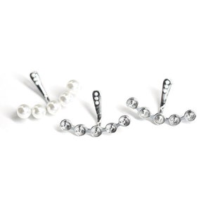 2PCS / Five Ear Jacket Supplies / Earring Clutch Deco / Jewelry making / Rhodium Plated Brass / pcat10