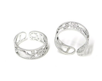 1PC / Star & Moon Band Ring / Nickel Free / Free Size / Jewelry Making / Rhodium Plated Brass / ejr19