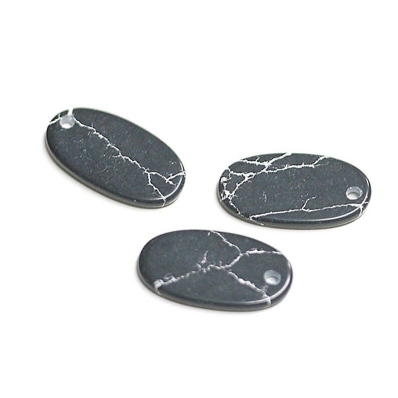 10x15mm Black Marble Color Tiny Oblong Shape Pendant Single Hole Glass Beads 2pcs syncs