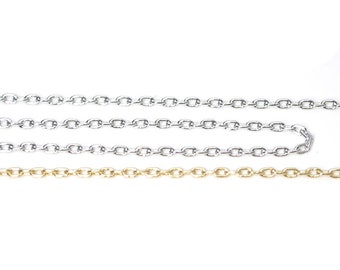 1 Meter / Choose the Color / 3 *1.5mm / Thickness : 0.45mm / Brass Chain / Nickel Free