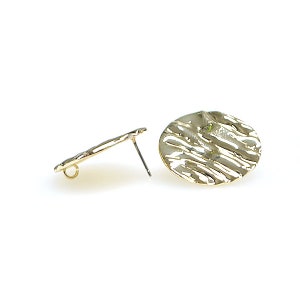 25mm Wave in Circle Earring Rhodium Plated Brass Titanium Post 2pcs et25601