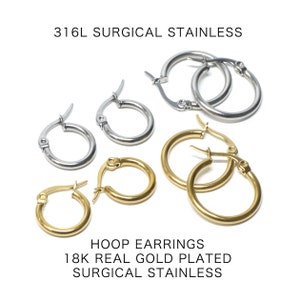 4PCS / Choose the Color&Size / Hoop Earrings, Surgical Stainless, Jewelry Making, Nickel Free, Hoop Earrings, Simple, Modern, Daily