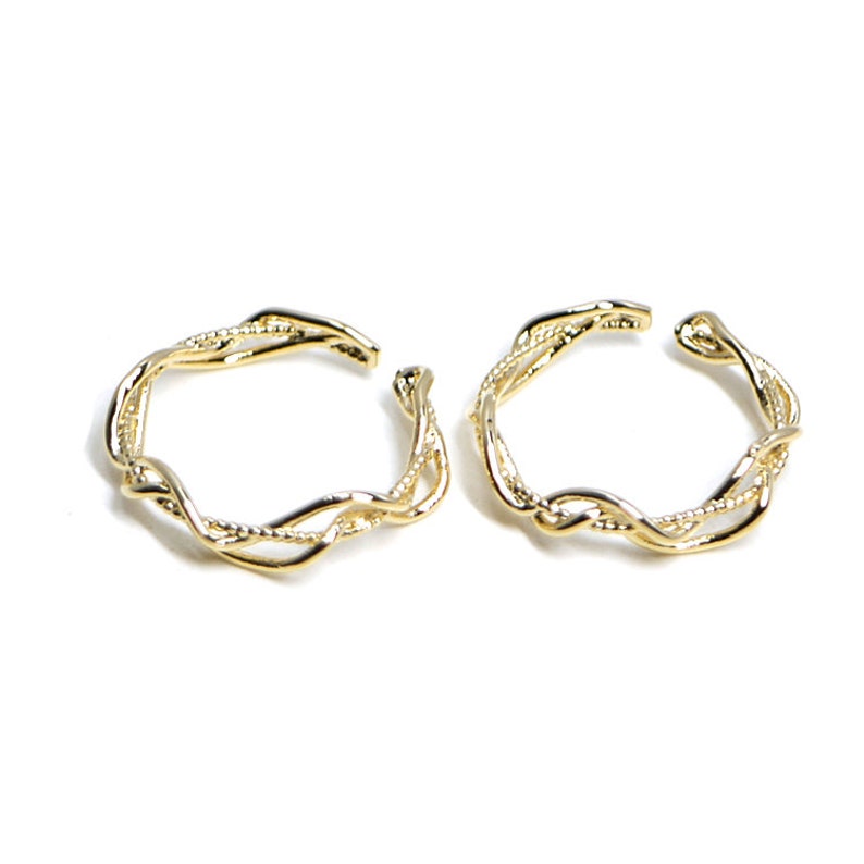 Curved Twist Trio Line Ring Jewelry Making Wedding Nickel Free Gold Plated Brass 1pcs ir21
