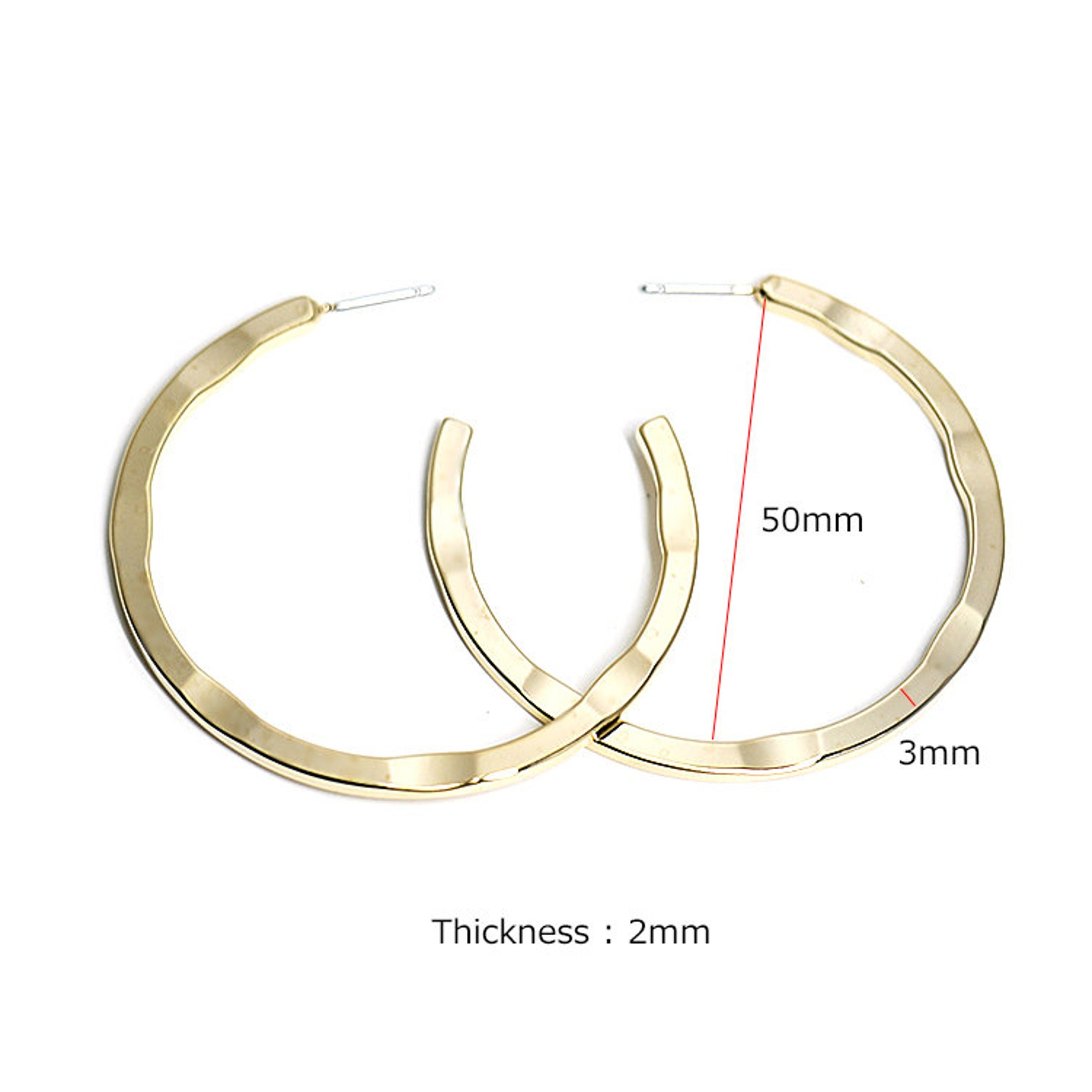 50mm Big Circular Hoop Style Earrings / Jewelry Making / Gold Etsy