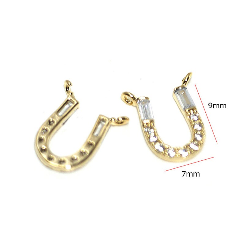 Cubic Horseshoe Pendant Charm Wedding Jewelry Making Gold Plated Brass 1 piece ejp03