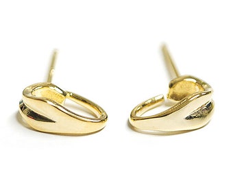 Simple Thin Drop Slip Style Earring / Jewelry Makeup / Gold Plated Brass / 925 Sterling Silver Post / 2pcs / 1-eso0085