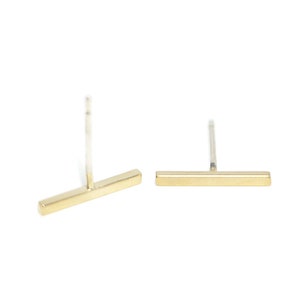 12mm Petit Stick Earring / Jewelry Making / Matte Gold Plated Brass / 925 Sterling Silver Post / 2pcs / 1-eso0044