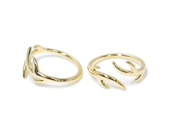 1PC / Artical Branch Style Ring / Nickel Free / Free Size / Jewelry Making / Gold Plated Brass / ejr17