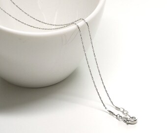 1PC / 0.6mm Extremely Fine Chain / 15inchChain / Jewelry Making / Necklace Chin / Rhodium Plated Brass / eag22