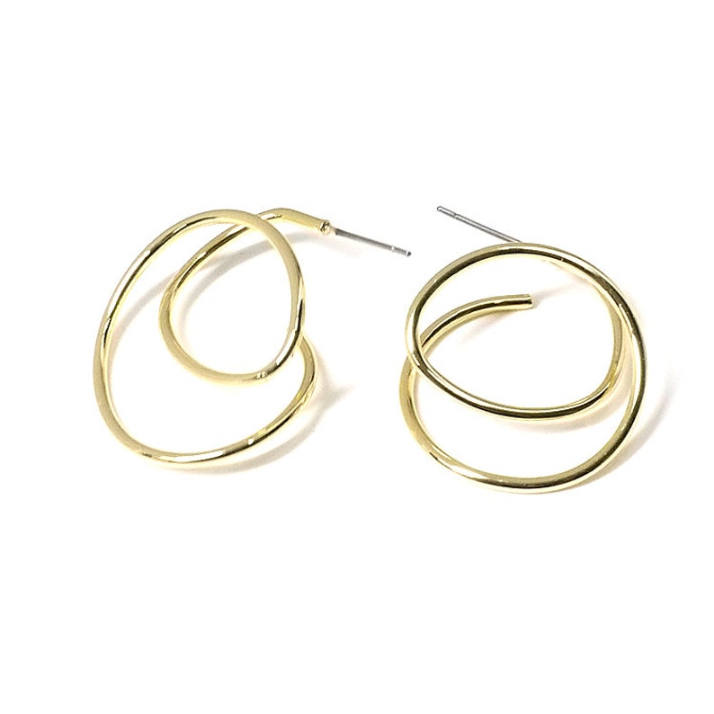 3D Rolling Round Earrings / Jewelry Making / Gold Plated Brass / Titanium Post / 2pcs / eje345 image 5