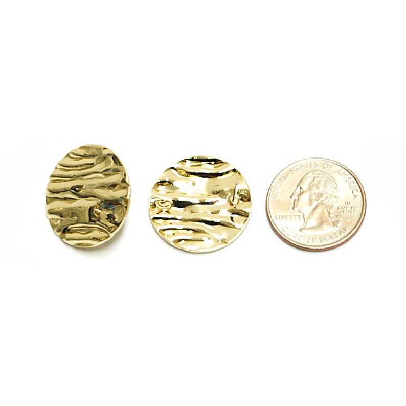 25mm Wave in Circle Earring Rhodium Plated Brass Titanium Post 2pcs et25601