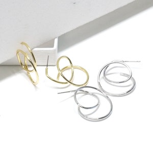 3D Rolling Round Earrings / Jewelry Making / Gold Plated Brass / Titanium Post / 2pcs / eje345 image 6