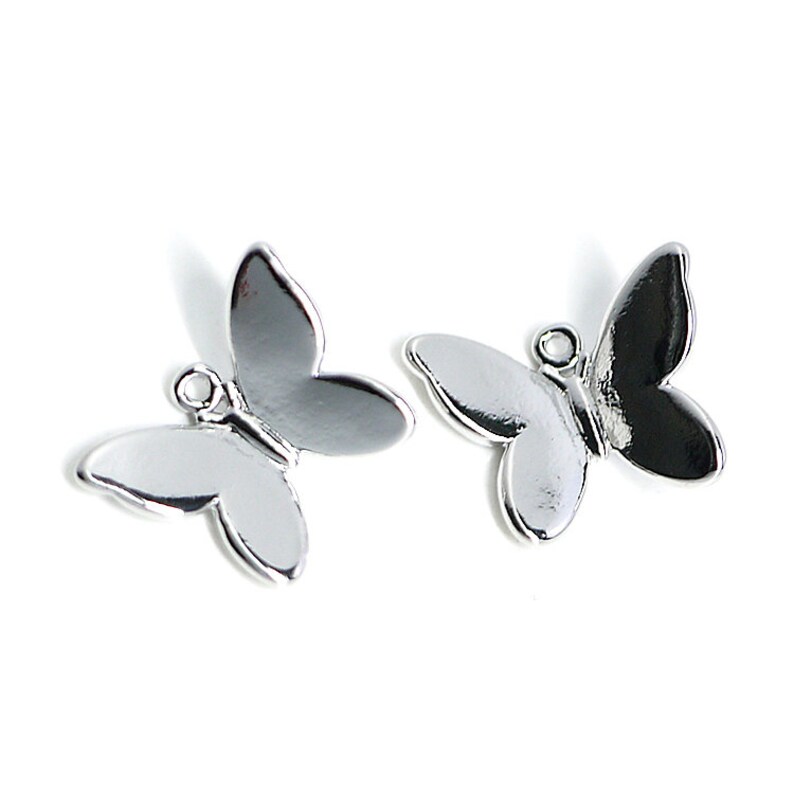 Butterfly Pendant Charm Jewelry Making Rhodium Plated Brass 1piece jp01