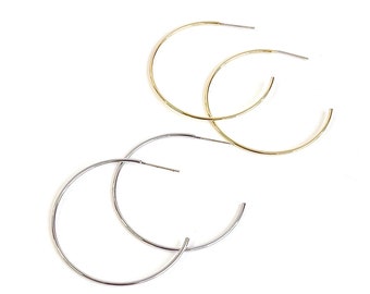 2PCS / Choose the Color / 36mm Hoop Earrings, Jewelry Making, Daily, Minimalist, Simple, Nickel Free, 925 Sterling Silver Post, Brass