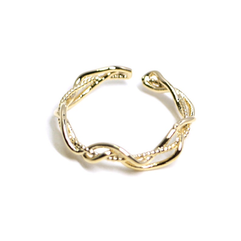 Curved Twist Trio Line Ring Jewelry Making Wedding Nickel Free Gold Plated Brass 1pcs ir21