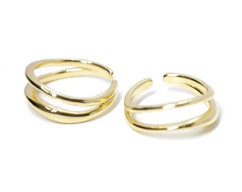 1PC / Curved Round Ring / Daily / Jewelry Making / Nickel Free / Gold Plated Brass / ejr37