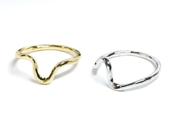 1PC / Choose the Color / Hammered Wave Ring / Daily / Phalange Ring / Jewelry Making / Brass / ejr77