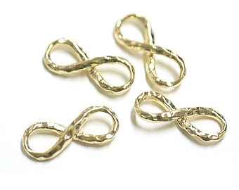 Hammered Infinity Pendant / Charm / Gold Plated Brass / 2pcs / cp06002