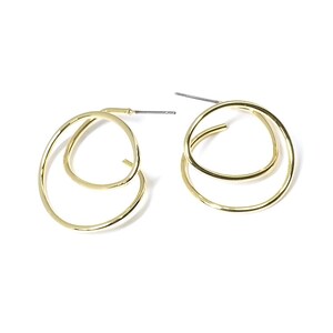 3D Rolling Round Earrings / Jewelry Making / Gold Plated Brass / Titanium Post / 2pcs / eje345 image 4