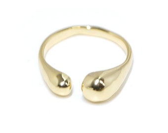 1PC / Big Tear Drop Design Ring / Daily / Nickel Free / Made in Japan / Jewelry Making / Gold Plated Brass / ejr11
