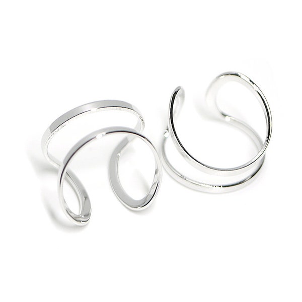 1PC / Curved Circle Ring / Wedding / Jewelry Making / Rhodium Plated Brass / yr03