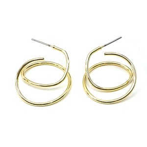 3D Rolling Round Earrings / Jewelry Making / Gold Plated Brass / Titanium Post / 2pcs / eje345 image 2