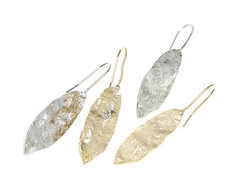 12*30mm Slim Leaf Hook Earrings / Choose the Color / Daily / Jewelry Making / Brass / 2pcs / eje40