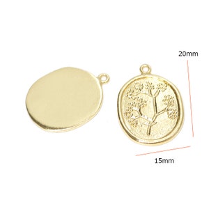 1PC /Cherry Blossom Tree in Coin Pendant / Charm / Jewelry Making / Gold Plated Brass / ejp119 image 3