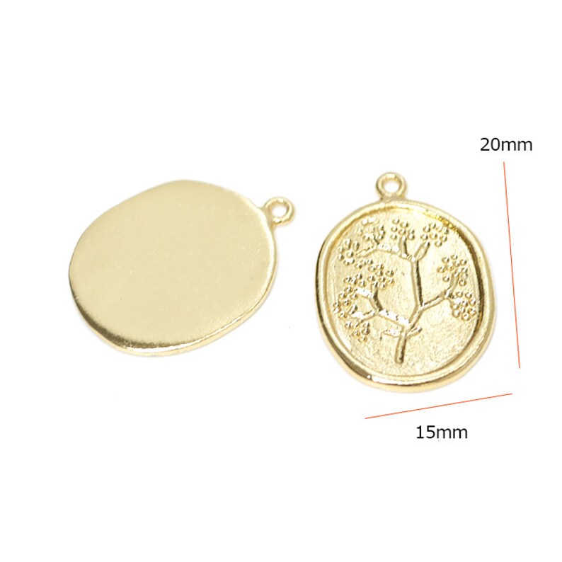 1PC /Cherry Blossom Tree in Coin Pendant / Charm / Jewelry Making / Gold Plated Brass / ejp119 image 3