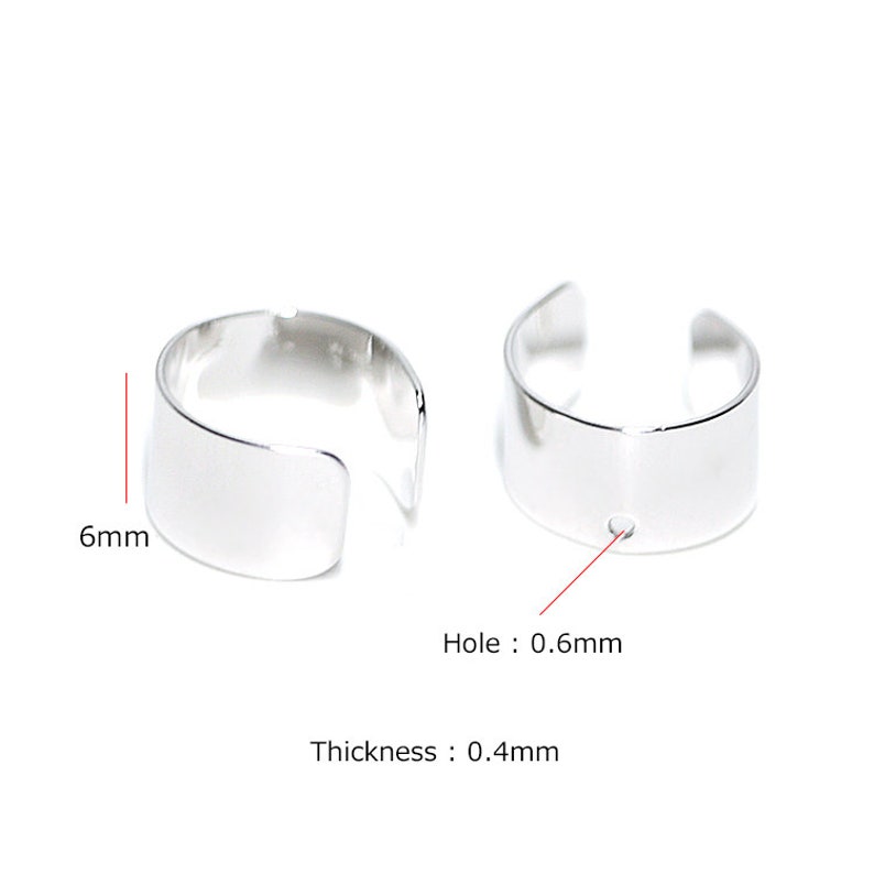 6mm Simple \uff08Hole\uff09Ear Cuff Wedding Jewelry Making Brass Rhodium Plated 1piece 1-yecu01