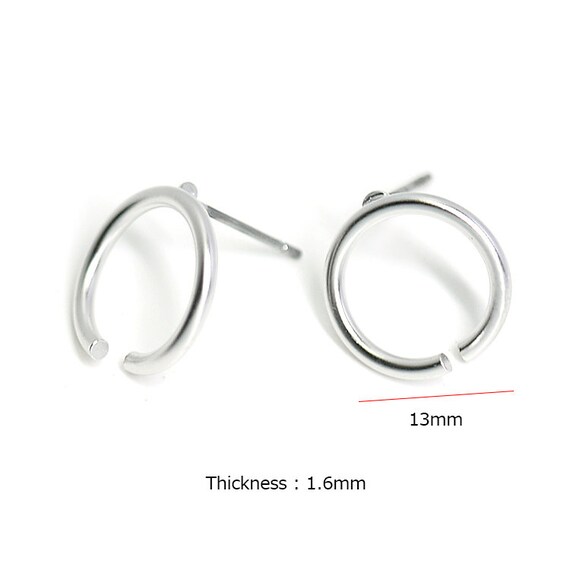 25mm Wave in Circle Earring  Rhodium Plated Brass  Titanium Post  2pcs  et25601