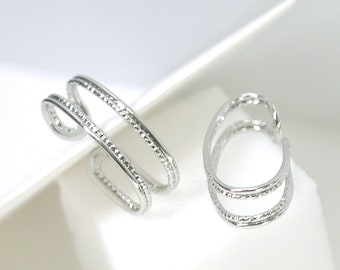 1PC / 23mm Double Line Oval Ear Cuff / Jewelry Making / Rhodium Plated Brass / Nickel Free / eje185